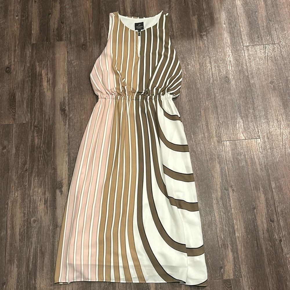 Striped Midi Blouson Striped Dress